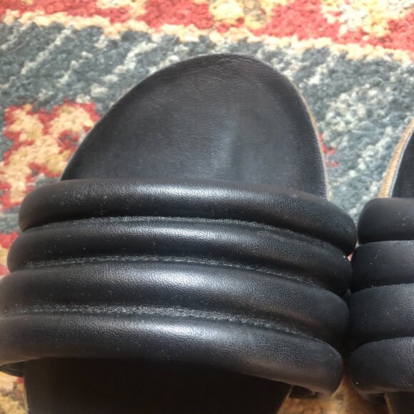 Splendid Leather Flat, Slide Sandals, Black, Women's Size 8 - Picture 2 of 12